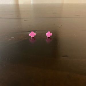 e newton pink cross earrings